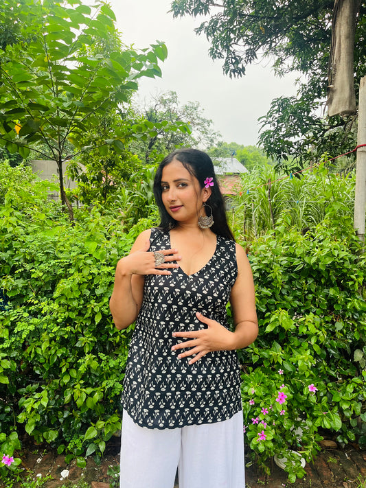 ANAYA BLACK FLORAL KURTI