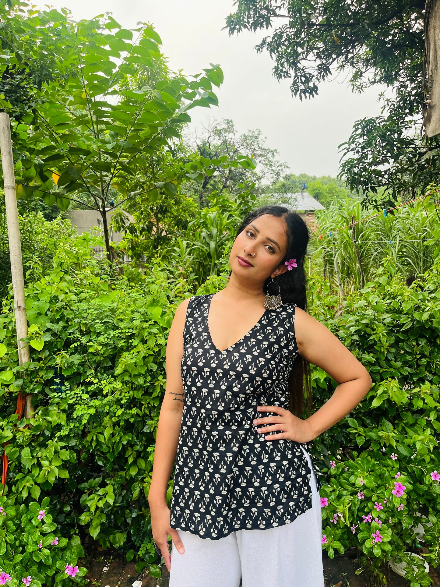 ANAYA BLACK FLORAL KURTI